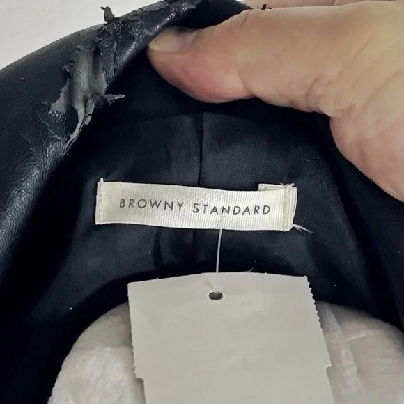 BROWNY STANDARD Women’s Leather Jacket/White Paint Splatter/Graffiti/Sequin S - Picture 5 of 6